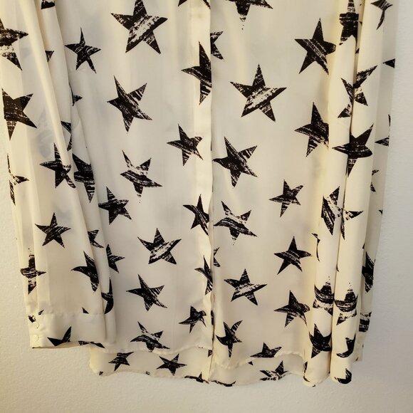 Lane Bryant Lightweight Star Print Cream/Black Button Up Tunic Top Size 18/20 *F - Picture 4 of 10
